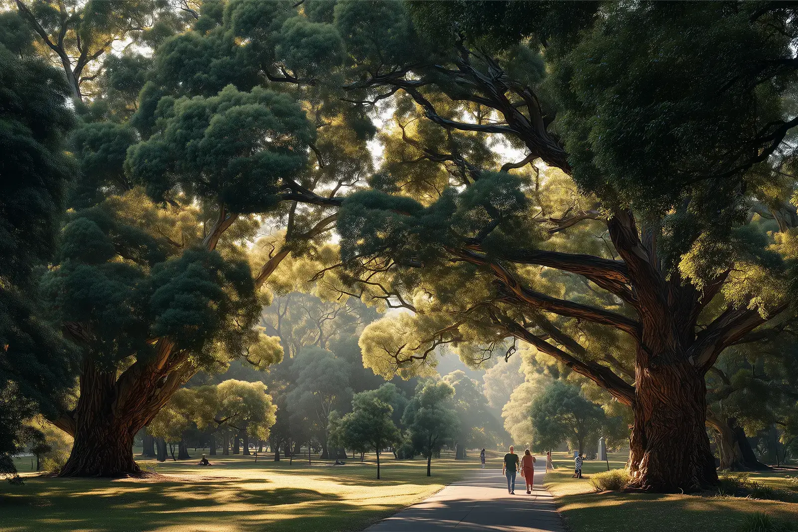Modern longevity clinic surrounded by lush gardens